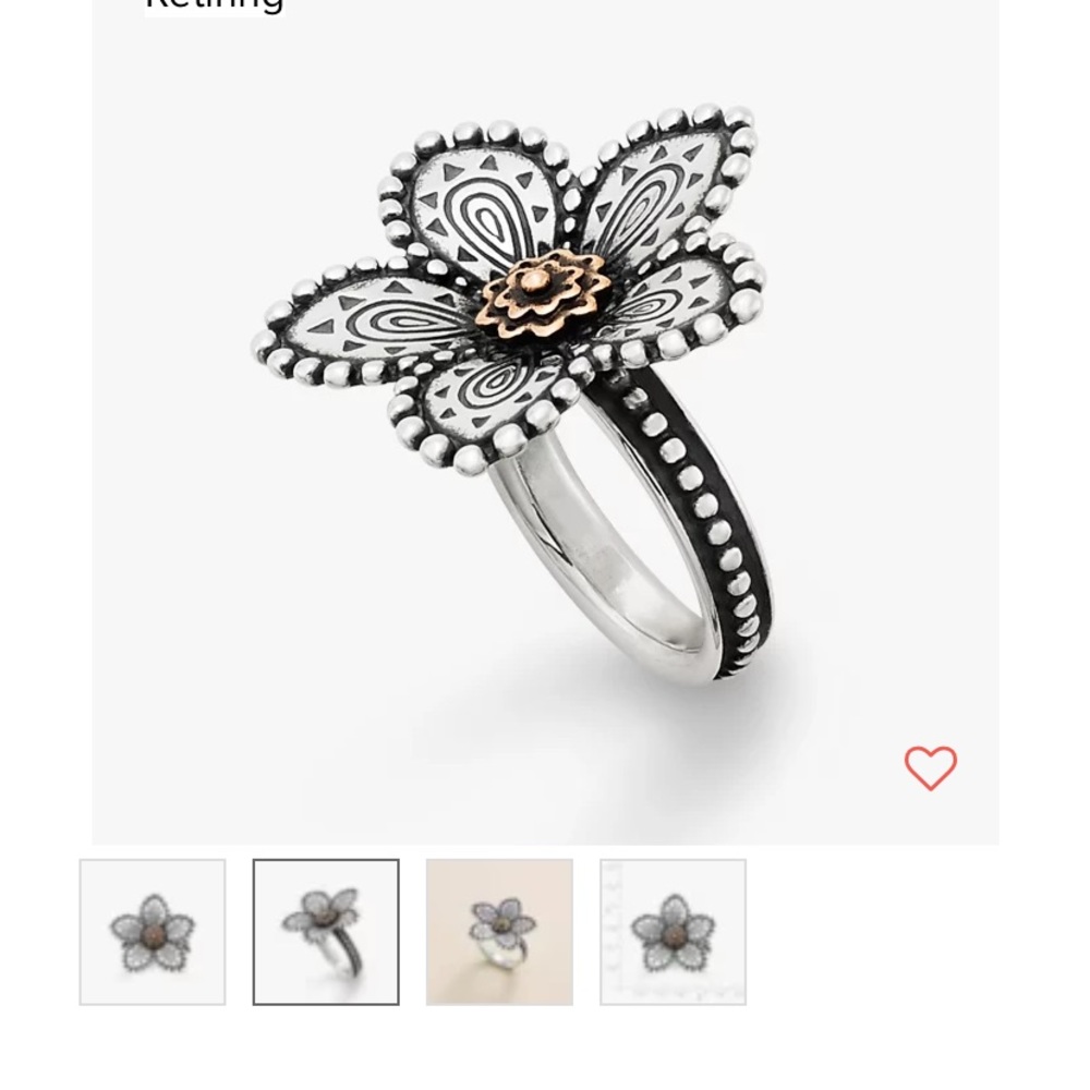 NWOT James Avery Beaded Festive Flower Silver/Gold Ring size 7